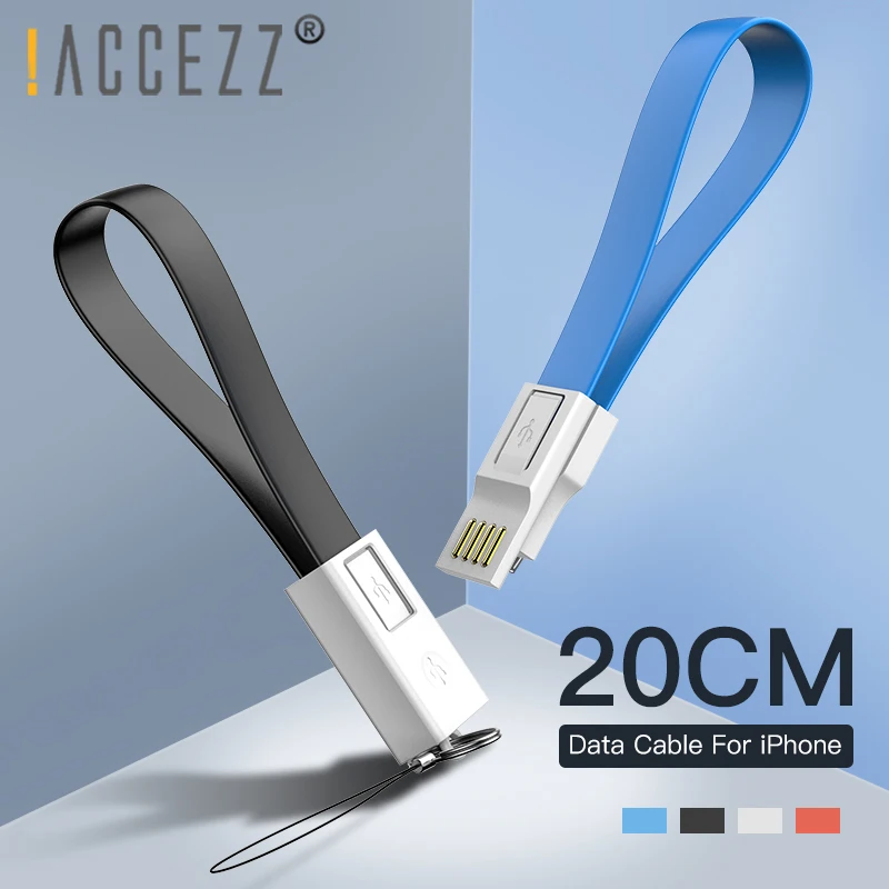 

!ACCEZZ 20CM KeyChain Lighting Cable Charger For iPhone 7 8 6 XS MAX X XR Cable 2A Mini USB Charging Portable Short Wire Cord