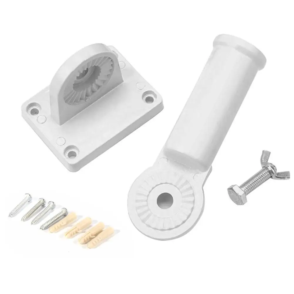 Aluminum White Adjustable Wall Mount Flagpole Holder Bracket Heavy Duty Rust Proof Coated Street Lamp Flag Pole Shelf Stand Base