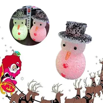 

LED Night Light Crystal Christmas Snowman Gift Lamp Home Decor Kids