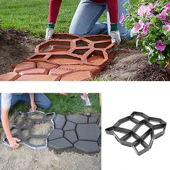 

2 Pcs Personality DIY Path Making Mold Manually Garden Mesh Irregular Paving Mould Plastic Reusable Floor Mold (Black)
