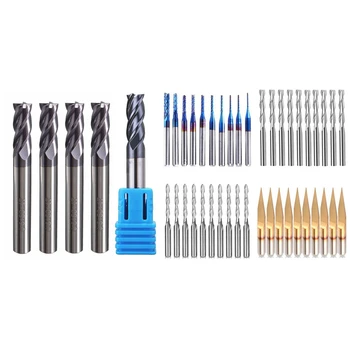 

5Pcs Tungsten Steel 4 Flute End Mill HRC50 & 40Pcs End Mill Engraving Bits Set