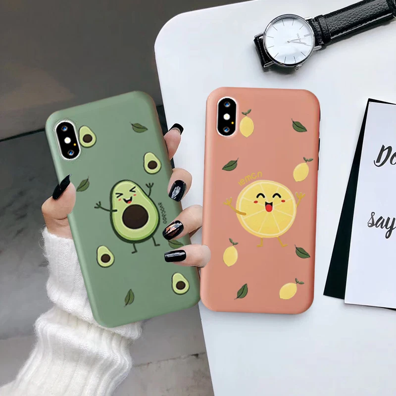 JAMULAR Lovely Lemon Avocado Phone Case For iPhone 7 11 Pro XS MAX XR X 8 6s 6 Plus Cartoon Fruit Soft Silisone Back Cover Coque |