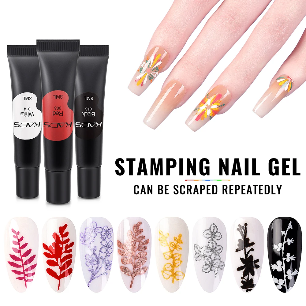 KADS 10 Pcs Nail Stamping Gel Polish Set for Nail Stamp Plates Template 8ml UV LED Soak Off Gel Print Manicure Tool Printing Gel 3