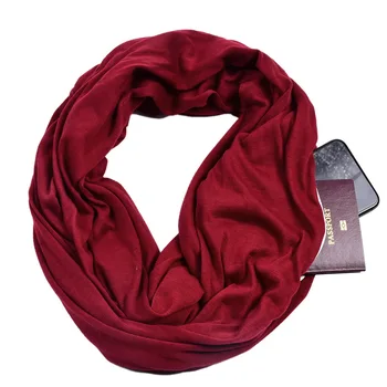 женский  шарф c потайным карманом однотонный 1