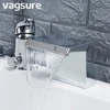 Curved Brass Chromed Cascade Waterfall Bathtub Faucet Water Outlet Handheld Shower Waterfall Spout G1/2" Connector 1