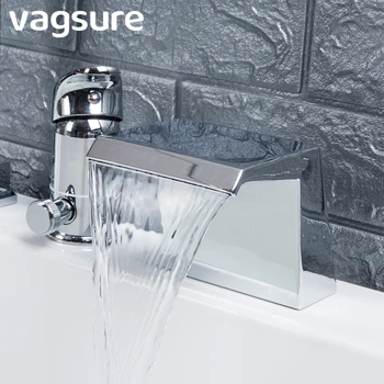 

Curved Brass Chromed Cascade Waterfall Bathtub Faucet Water Outlet Handheld Shower Waterfall Spout G1/2" Connector