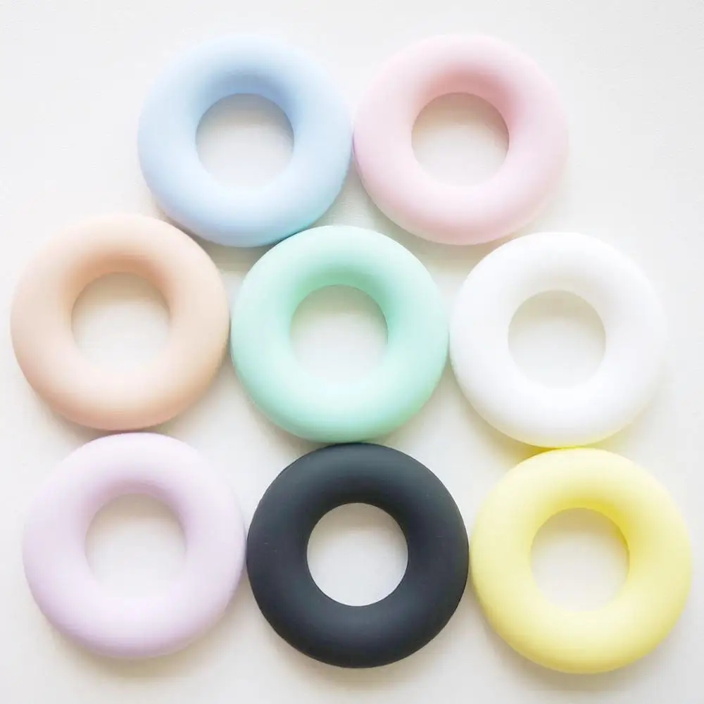 Collar con colgante de cuentas de silicona para morder, 30 Uds., para masticar durante dentición, juguete para bebé masticable, cadena con Clip para chupete