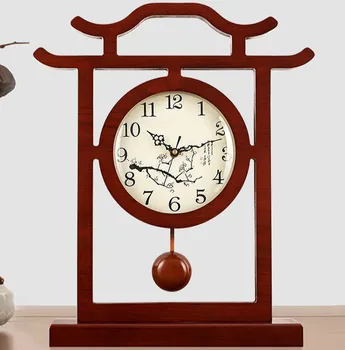 Creatvie-Reloj De madera De Mesa con Péndulo silencioso, Vintage, De escritorio, para sala De estar, De Mesa, hogar, AC50TC