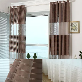 

Korean Warp Knitting Striped Screens Are Suitable for Modern and Simple Living Room Bedroom Balcony Window Screen Curtains