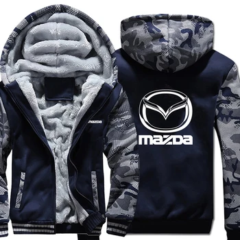 

Mazda Hoodies Winter Camouflage sleeve Jacket Men Wool Liner Fleece Mazda Logo Men Sweatshirt
