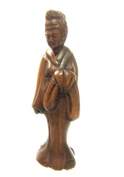 

Y5113 - 2" Hand Carved Boxwood Netsuke Figurine Carving Home Decor : Japanese Geisha Girl