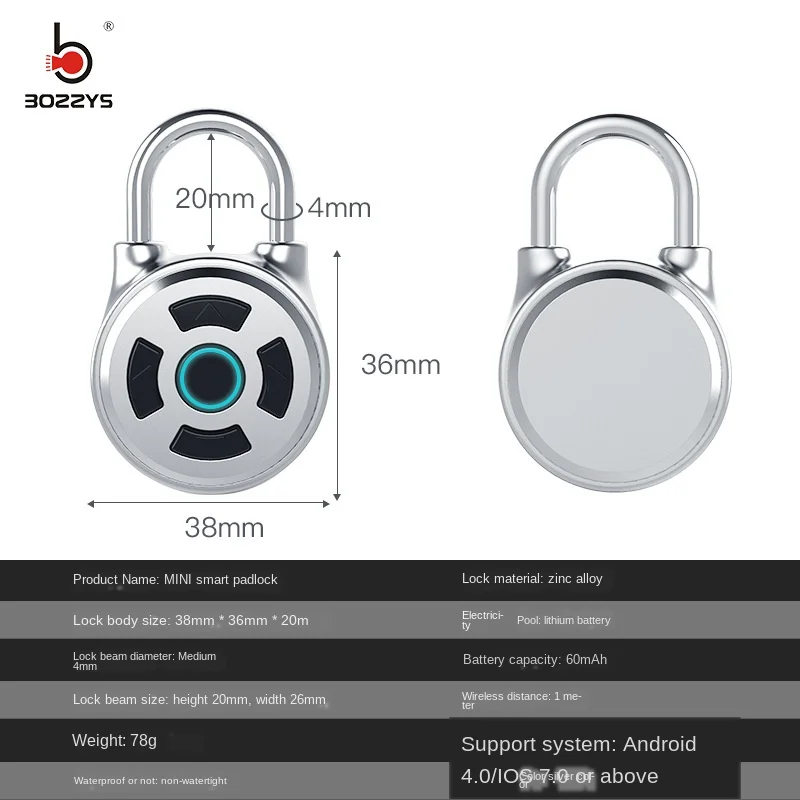 Smart Padlock Electronic Bluetooth Password Mobile Phone App Travel Backpack Luggage Cabinet Lock Gym Small Padlock