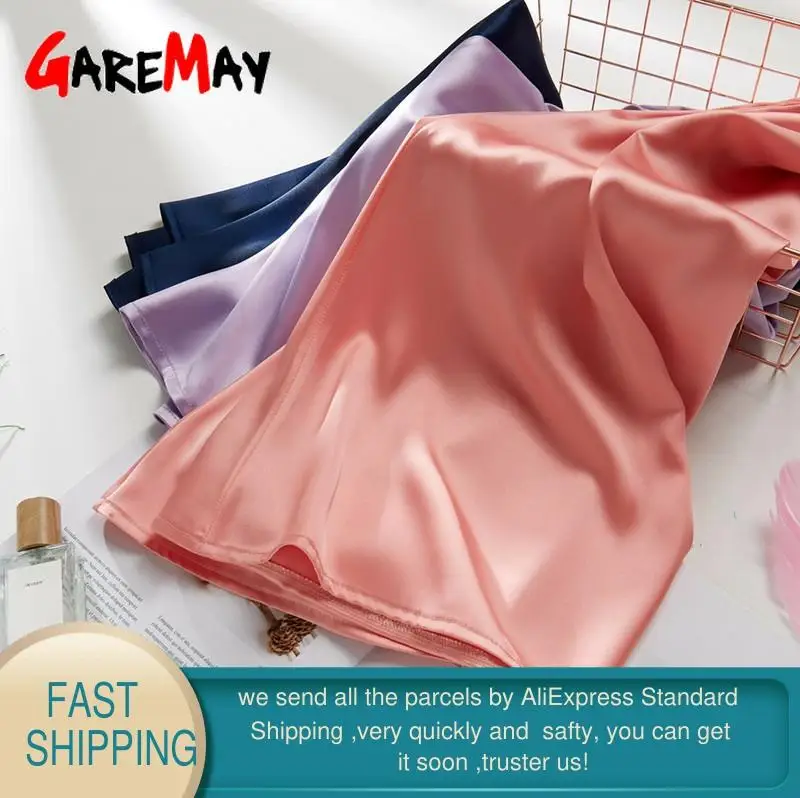 Gareмая корейские женские юбки розовые повседневные шелковые длинные атласные 2019