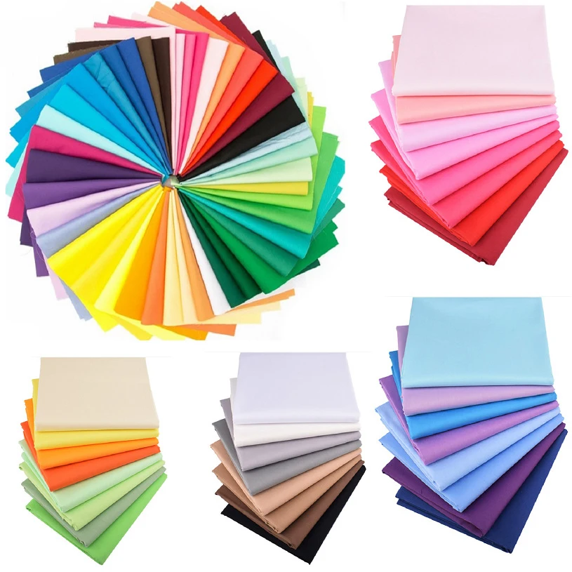 8/32/50 Stück Packung Klassischer, einfarbiger, 100% Baumwoll-Fat-Quarter-Stoff, Textilmaterial, Patchwork-Stoff zum Nähen, für Näharbeiten und Taschen
