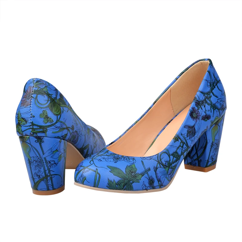 Женские туфли лодочки из ПУ кожи на высоком массивном каблуке|women pumps|high heels women