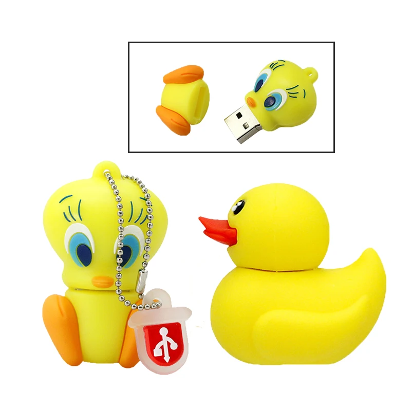 

Real Capacity Cartoon Animal Yellow Tweety Bird USB Flash Drive Duck Memory Flash Storage Pen Thumb Drive 4GB 8G 16GB Pen Drive