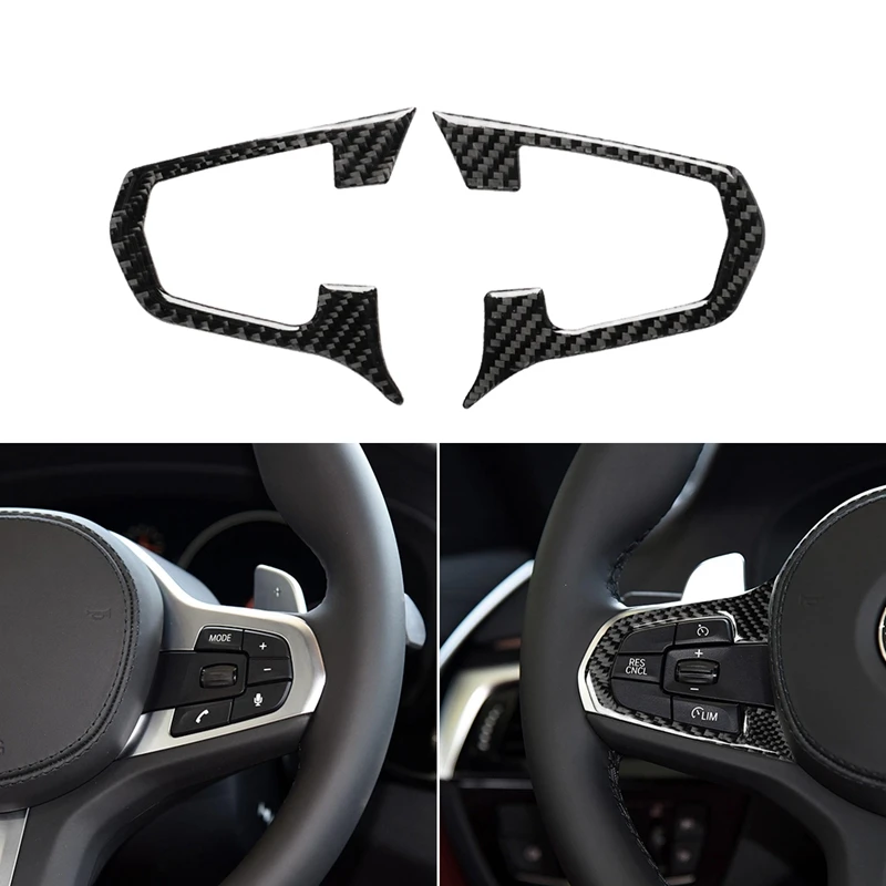 Carbon Fiber Steering Wheel Button Trim Cover for BMW 5 Series G30/G38 X3 G01