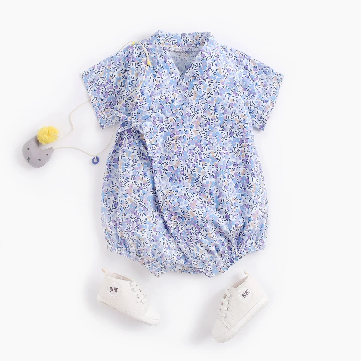 Baby Bodysuits Cotton Short Sleeves Cute Flowers Cartoon For Baby Boys Girls