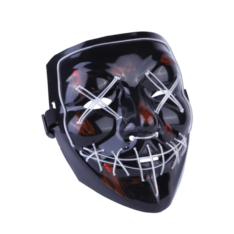 Светодиодная маска на Хэллоуин, вечерние маскарадные маски, неоновая маска, светильник светится в темноте, тушь для ресниц, страшная маска, светящаяся маска, Очищающая маска