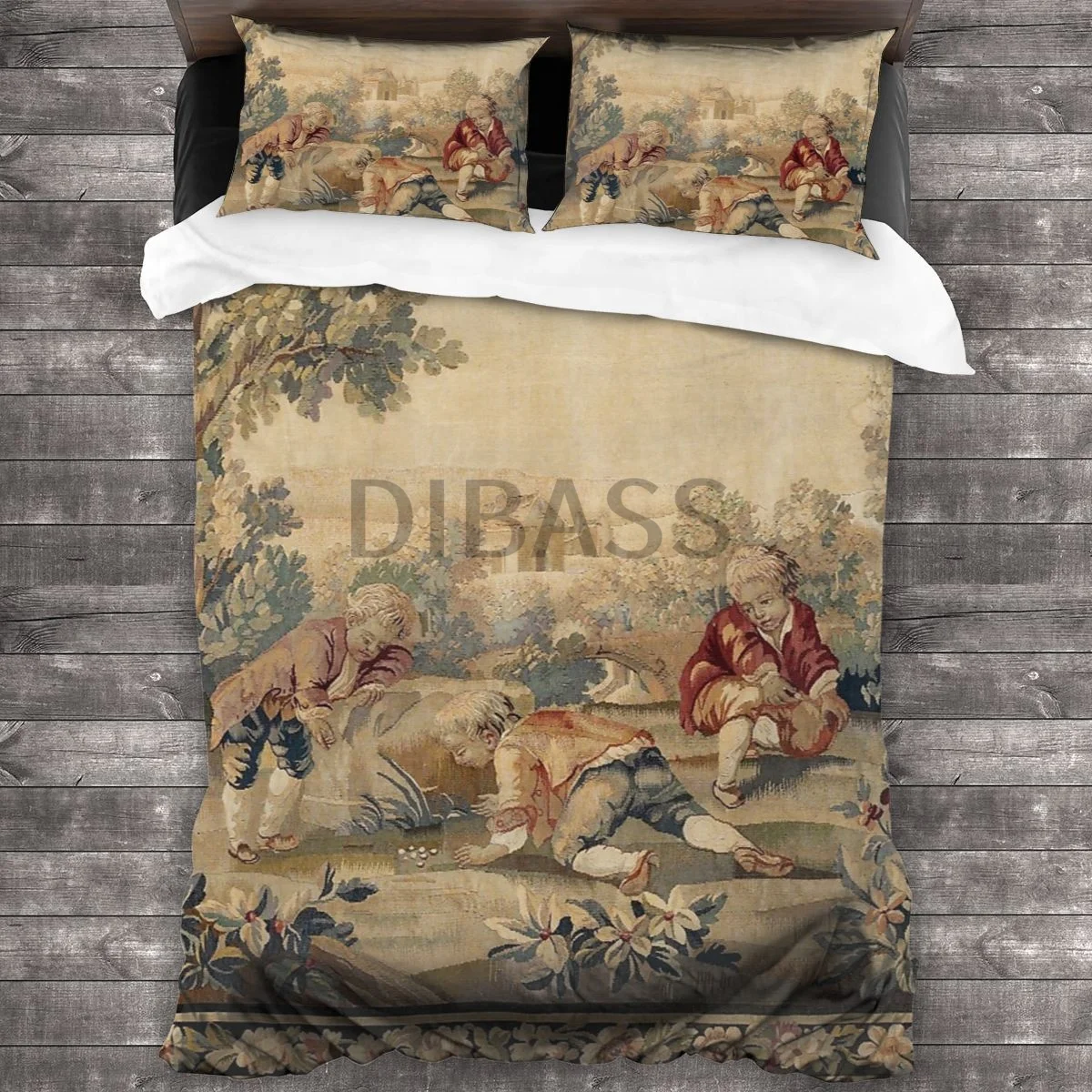 Aubusson Antique French Tapestry Print Comforter Set with 2 Pillowcases