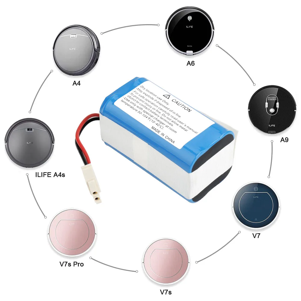 Original 14.4v 2600mah li Ion Bateria Recarregável para Ilife a4 A4s V7s a6 V7s Mais Robô Aspirador de pó Ilife - Image 4
