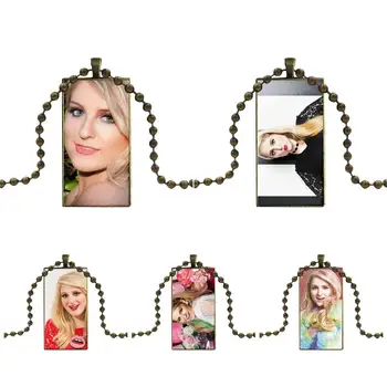

For Wedding Fashion Glass Cabochon Pendant Necklace Women Bronze Color Choker Rectangle Necklace Pretty Singer Meghan Trainor