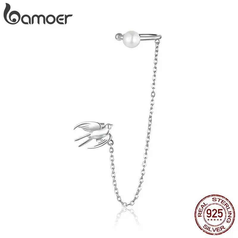 Bamoer/1 шт. серьги Клипсы из стерлингового серебра 925 пробы с подвеской ласточкой для женщин вечеринки девушек