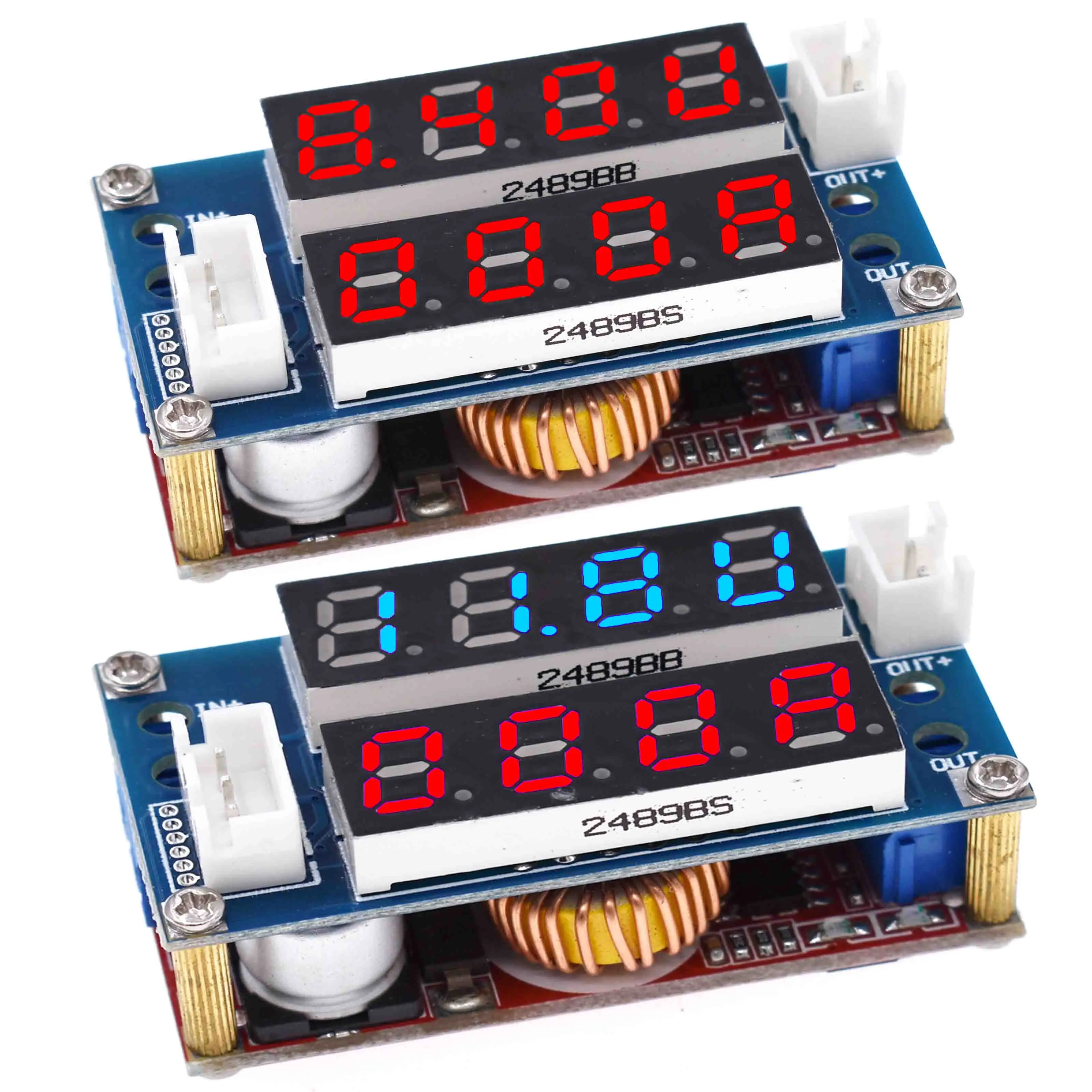 5A CC/CV Adjustable Step Down Charge Blue+Red LED Panel Voltmeter Ammeter Module 