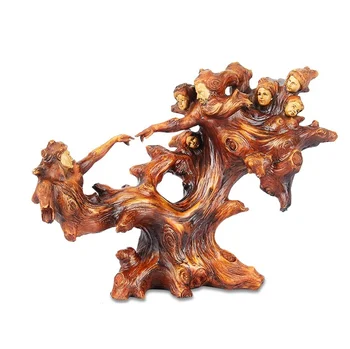 

WOOD CARVING EFFECT ABSTRACT ZEUS FAMILY SCULPTURE HANDMADE RESIN GREEK MYTH GOD FIGURINE NOVELTY DECOR ART AND CRAFT ORNAMENT