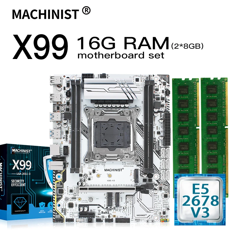X99 материнская плата LGA 2011 3 комплект с Xeon E5 2678 V3 CPU 16 Гб (2*8 ГБ) DDR4 память ECC REG RAM MATX WIFI