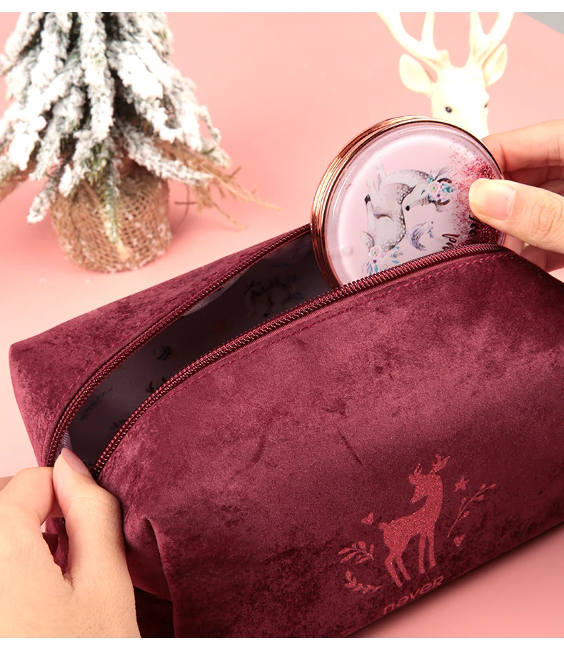 Чехол для карандашей Never new year christmas, роскошная косметичка, большие сумочки для карандашей, подарочные канцелярские принадлежности с оленем и лосем, школьные принадлежности