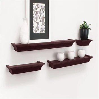 

4pcs/Set Classic Wall Mount Shelves Multi Length Floating Display Contoured Ledges Bookshelf Storage Shelves Set Home Decor