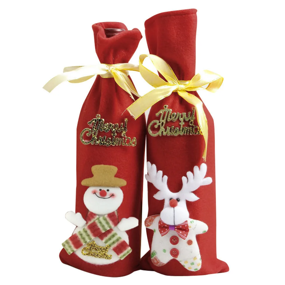 Рождественские украшения для дома вечерние Санта-Клаус крышка для бутылки с красным вином сумка Рождественское украшение для дома красное вино бутылка объятия игрушки крышка подарок 12
