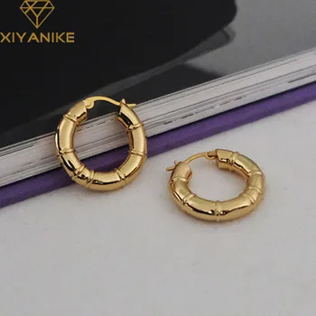 

XIYANIKE Minimalist 925 Sterling Silver Gold-plated Earrings Trendy Slub Geometric Round Stud Earrings Party Jewelry for Women