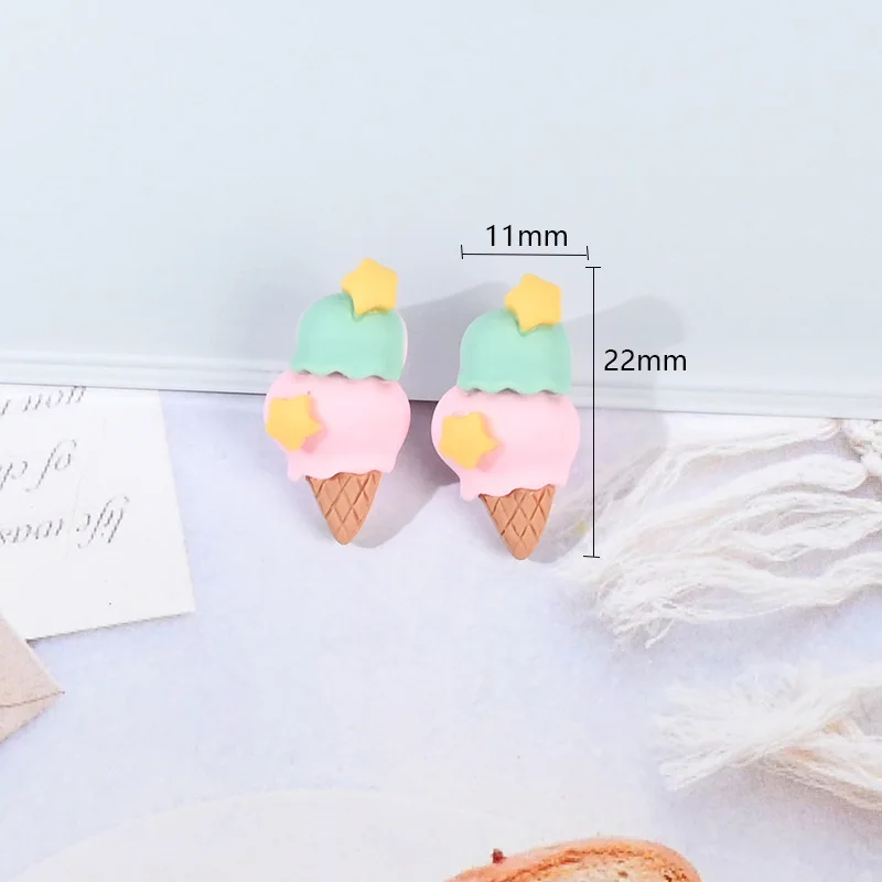 24pcs/Lot Mini Resin Bear Icecream Cupcake Flatback Cabochon Miniature Pattern Applique Ornament Craft DIY Earring Accessories