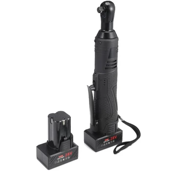 

US Plug, 28V 2 Lithium Ion Battery Electric Ratchet Wrench Rechargeable Electric Cordless Car Right Angle Wrench