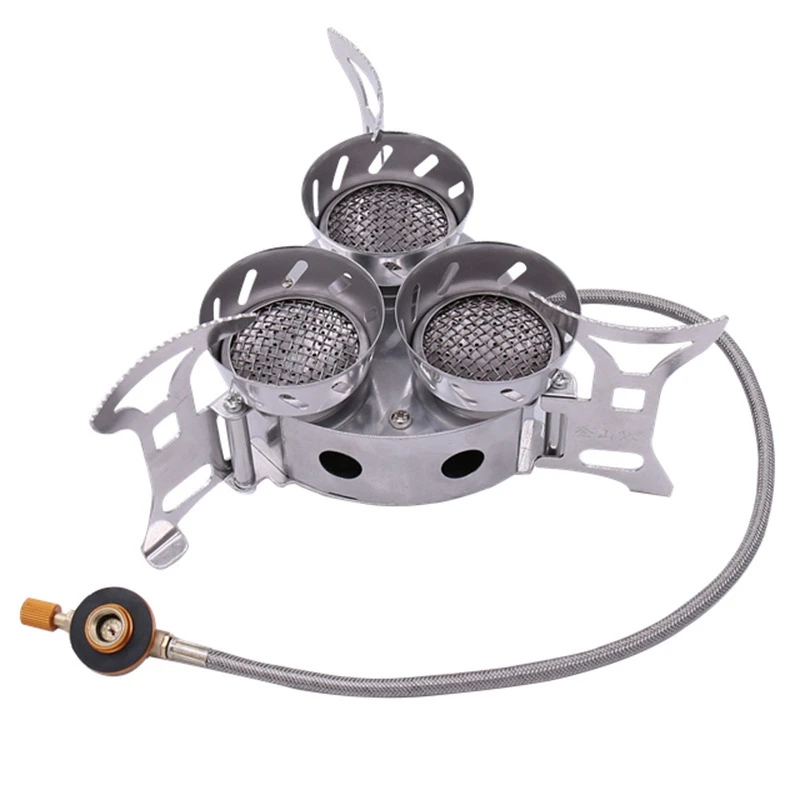 

11000W High-Power Camping Stove Fierce Fire Windbreak Three Core Head Camping Stove