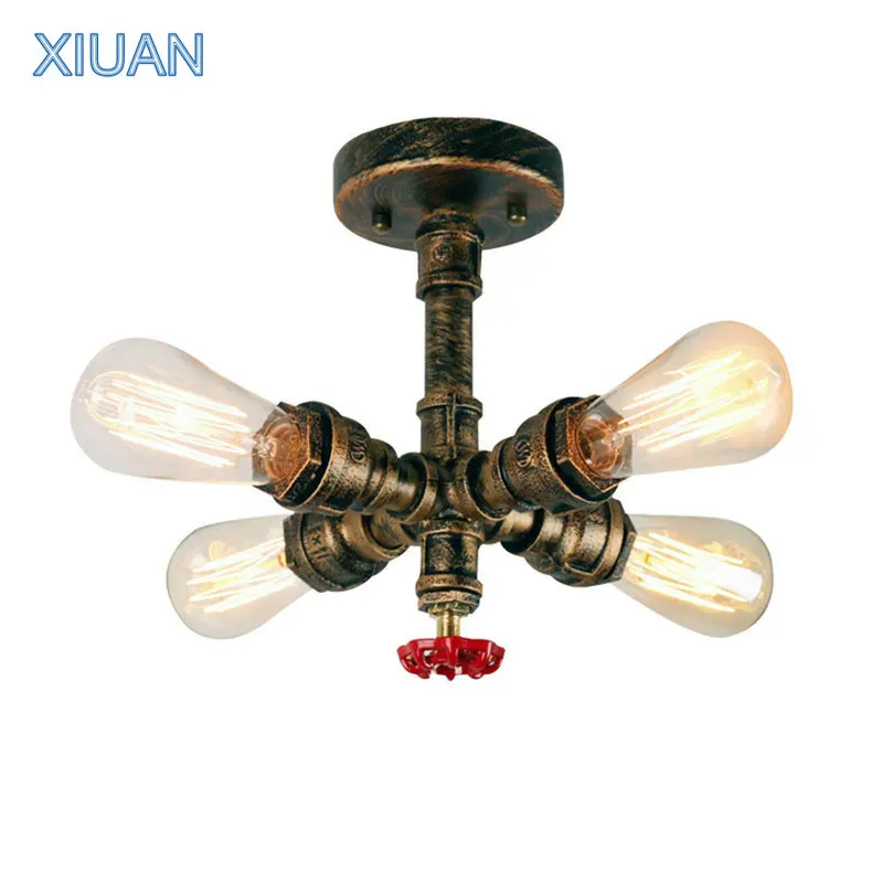 Industrial Iron Pipe Lamp Rustic Vintage Water Pine Ceiling Light