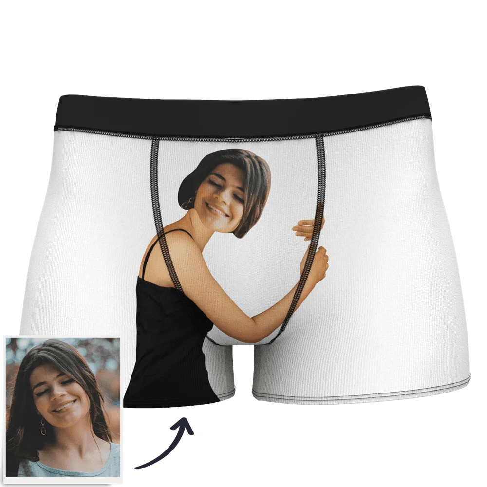 white boxers Подгоняйте полноразмерные мужские трусы-боксеры, Персонализируйте подарок на день Святого Валентина, нижнее белье-Подарок на годовщину-мужские боксеры - Цвет: white boxers