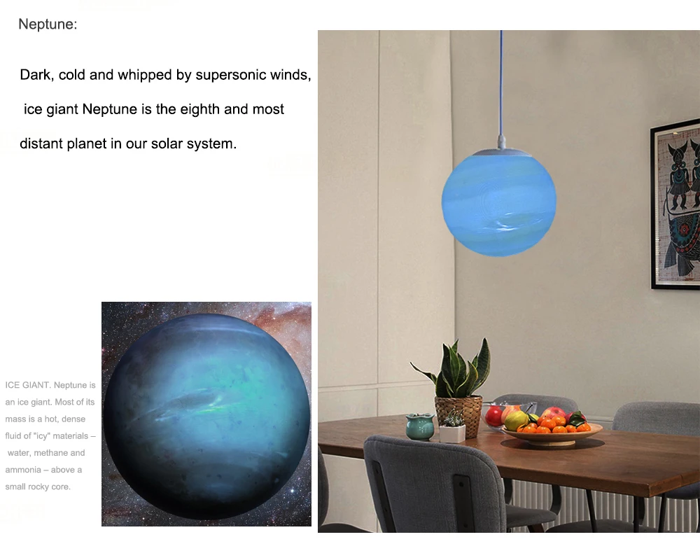 3D Printed Galaxy Moon hanging Lamp Planetary pendant Lights Christmas Decorations For Home Light lamps saturn jupiter earth