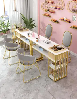 

Manicure table and chair set combination single double net red shop multi function nail table with drawer socket double deck