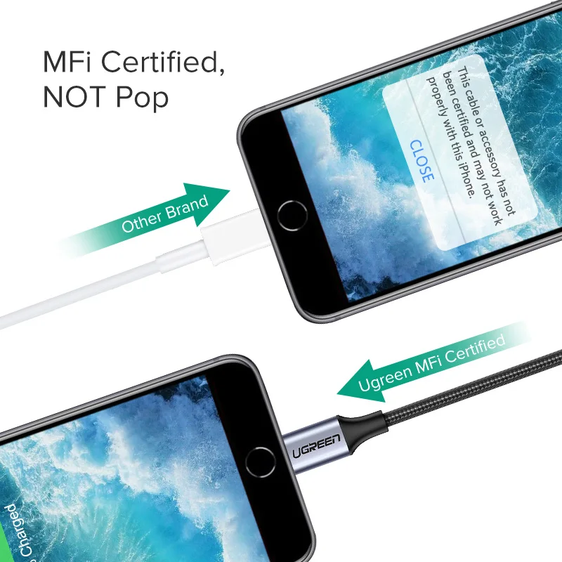 Фото UGREEN адаптер для iPhone MFi DAC Lightning на 3,5 мм адаптер для наушников для iPhone 12 11 Pro max xr Aux кабель аксессуары для телефонов №3