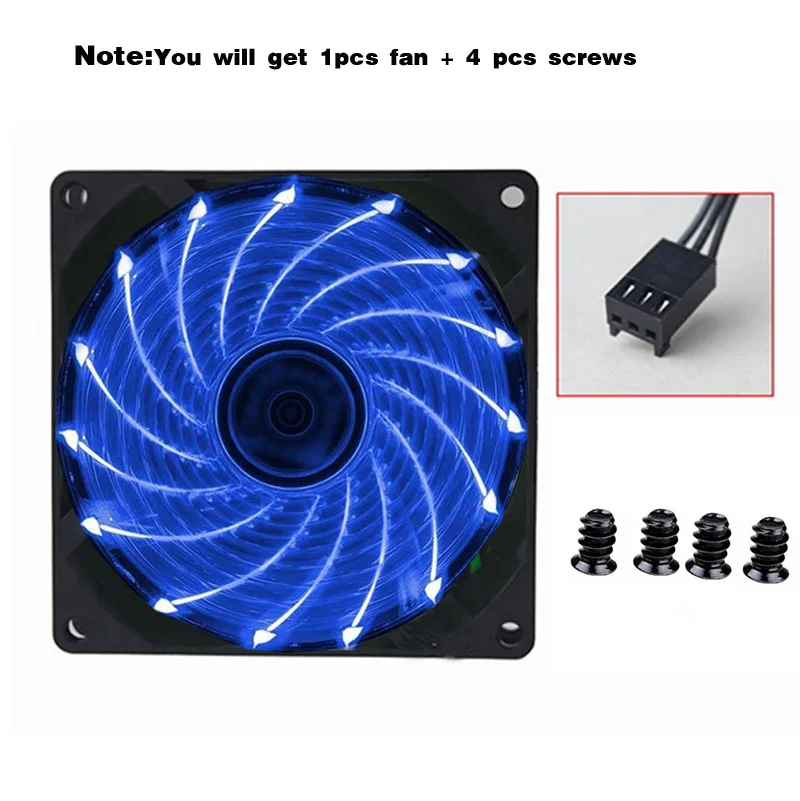 1PCS 9225Blue-3PIN 90 мм светодиодный светильник 4PIN 3PIN PC Настольный компьютер чехол охлаждающий вентилятор 12 В 9225 92x92x25 мм GPU cpu кулер двойной Halo светильник - Цвет лезвия: 1PCS 9225Blue-3PIN