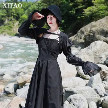 

XITAO Short Personality Pleated Black Jacket Women Clothes 2020 Summer New Fashion Loose Full Sleeve Match All Coat Top ZP1081