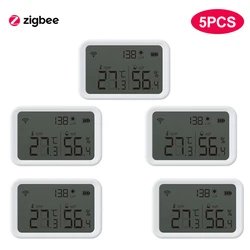 Tuya – capteur Wifi Zigbee de température et humidité, détecteur de lumière Lux, hygromètre d'intérieur, thermomètre avec écran LCD, fonctionne avec Tuya Hub 