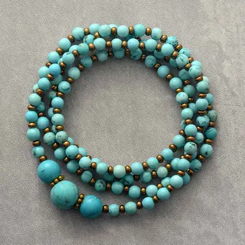 Classic Turquoises Strands Necklace Women Natural Stones Beaded Elastic Bracelets Teen girls Designer Bohemian Jewelry
