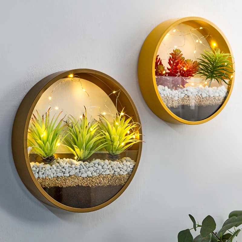 

Creative Iron Art Transparent Glass Wall Vase Home Living Room Restaurant Office Wall Planter Succulent Plant Hanging Flower Pot