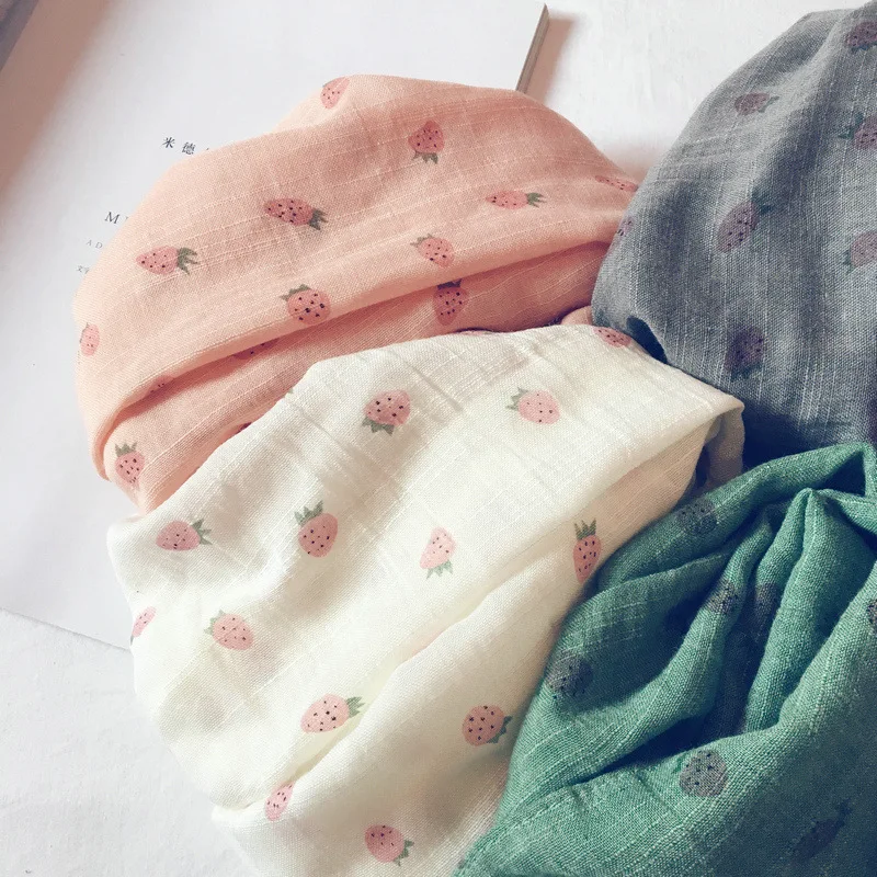 Корейский модный зимний симпатичный шарф, детский льняной снуд с принтом клубники, Детские шарфы для девочек, Kawaii, Снуд шарф для малышей