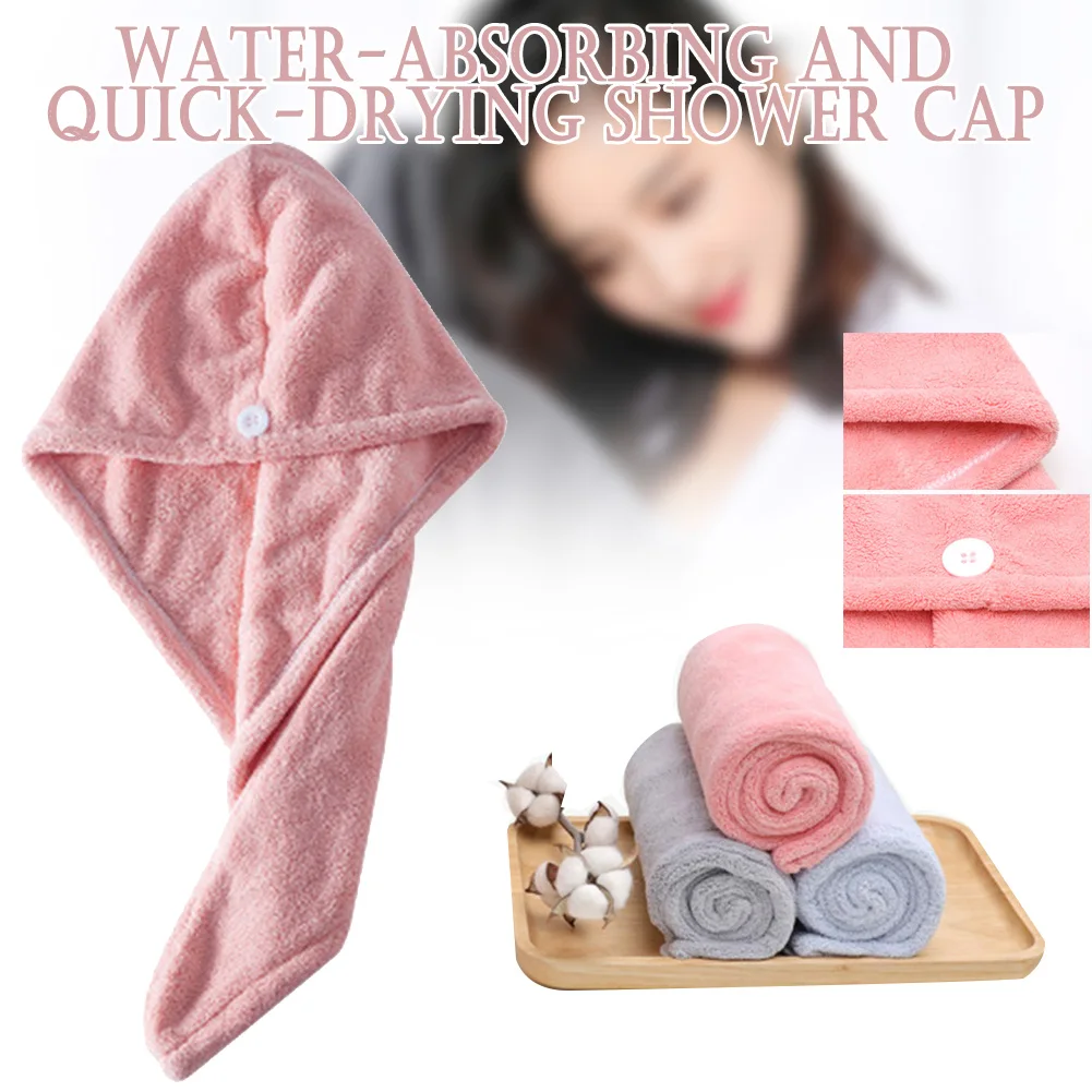 Coral Velvet Dry Hair Cap Thickened Water Absorbent Quick-Drying Soft Shower Cap BDF99