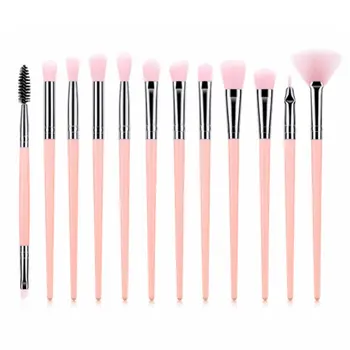 

12 Makeup Brush Sets Eye Shadow Brushes Plastic Portable Nylon Hair Brushes Beauty Tools Powder Brush